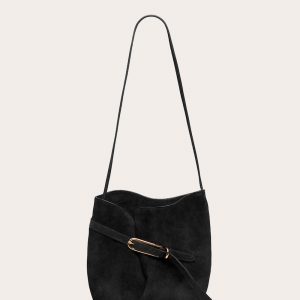 Little Liffner Belted Bucket Bag Black Suede