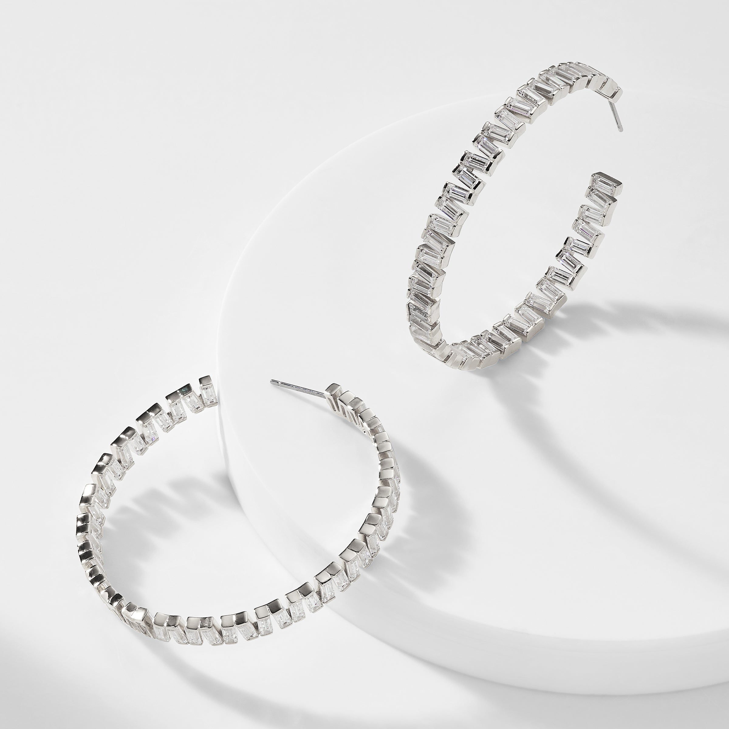 Nadri CHATEAU BAGUETTE CZ HOOP EARRINGS