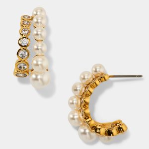 Nadri UNDER THE SEA DOUBLE ROW J HOOP EARRINGS