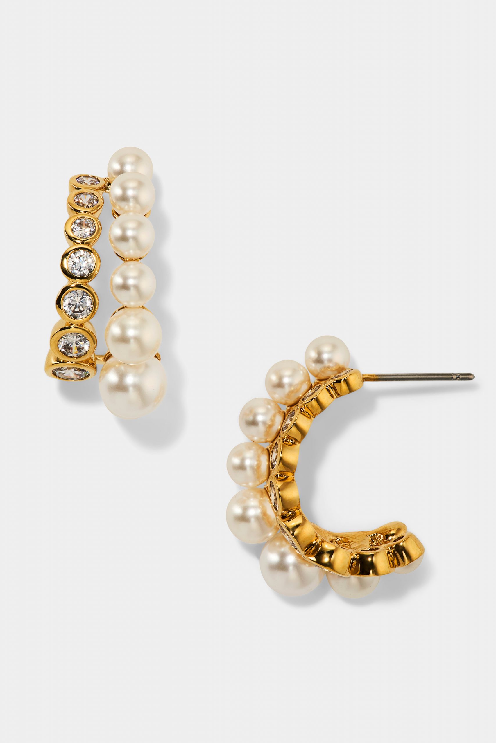 Nadri UNDER THE SEA DOUBLE ROW J HOOP EARRINGS
