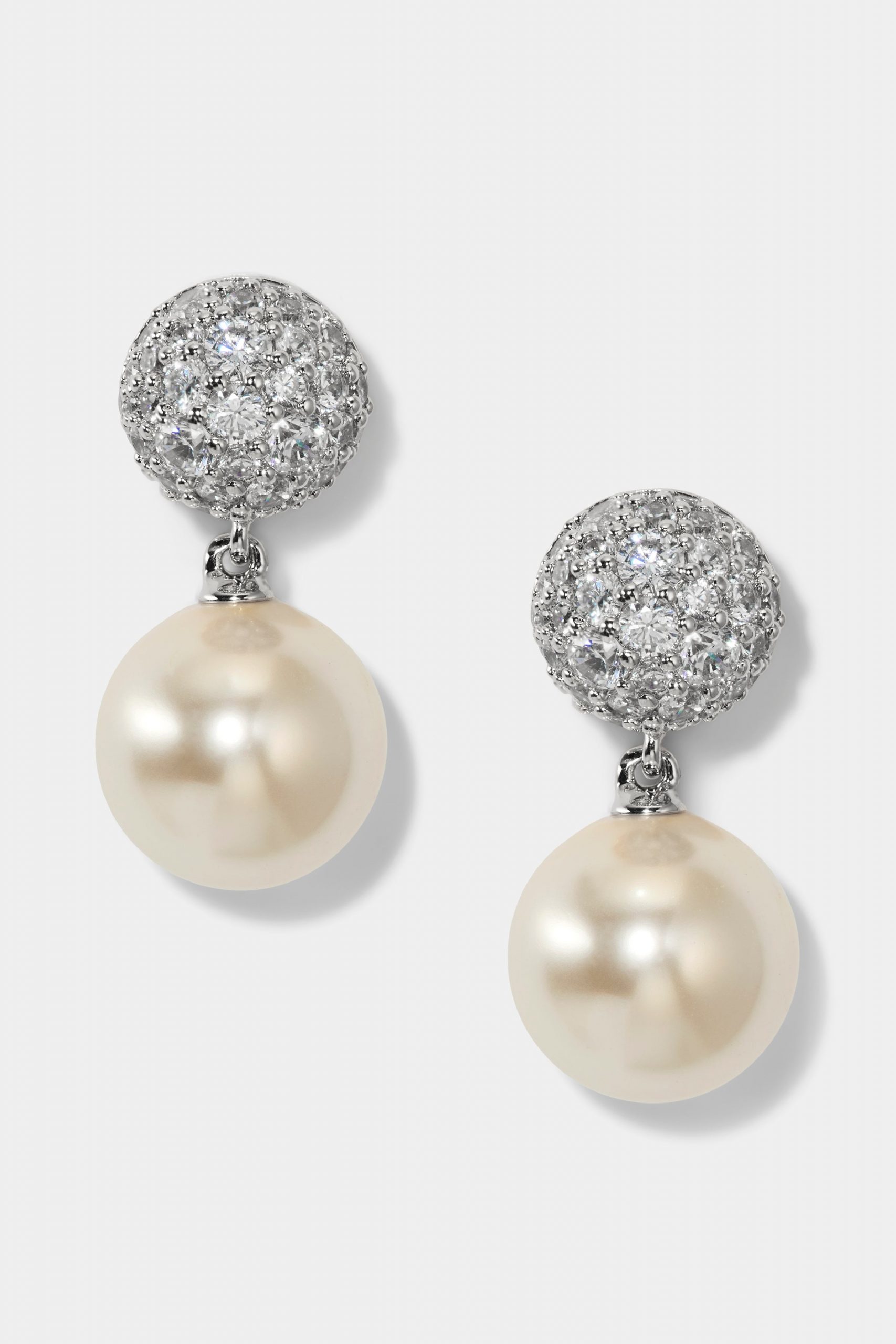 Nadri UNDER THE SEA PAVE PEARL DOUBLE DROP EARRINGS