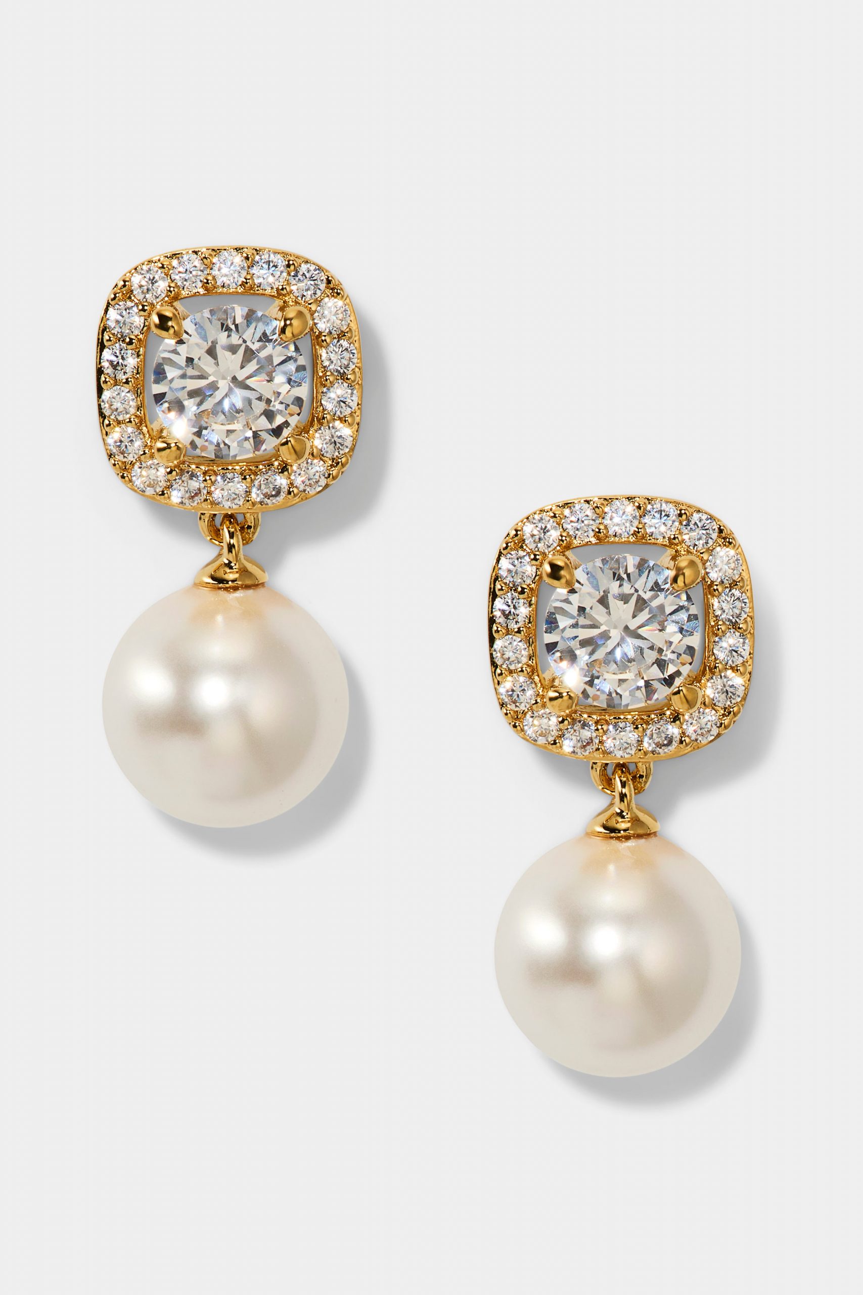 Nadri UNDER THE SEA CUSHION HALO PEARL DROP EARRINGS