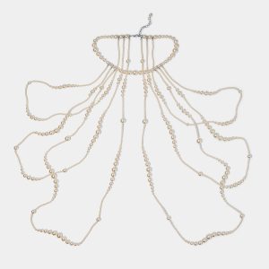 Nadri PEARL CHOKER SHOULDER SWAG NECKLACE
