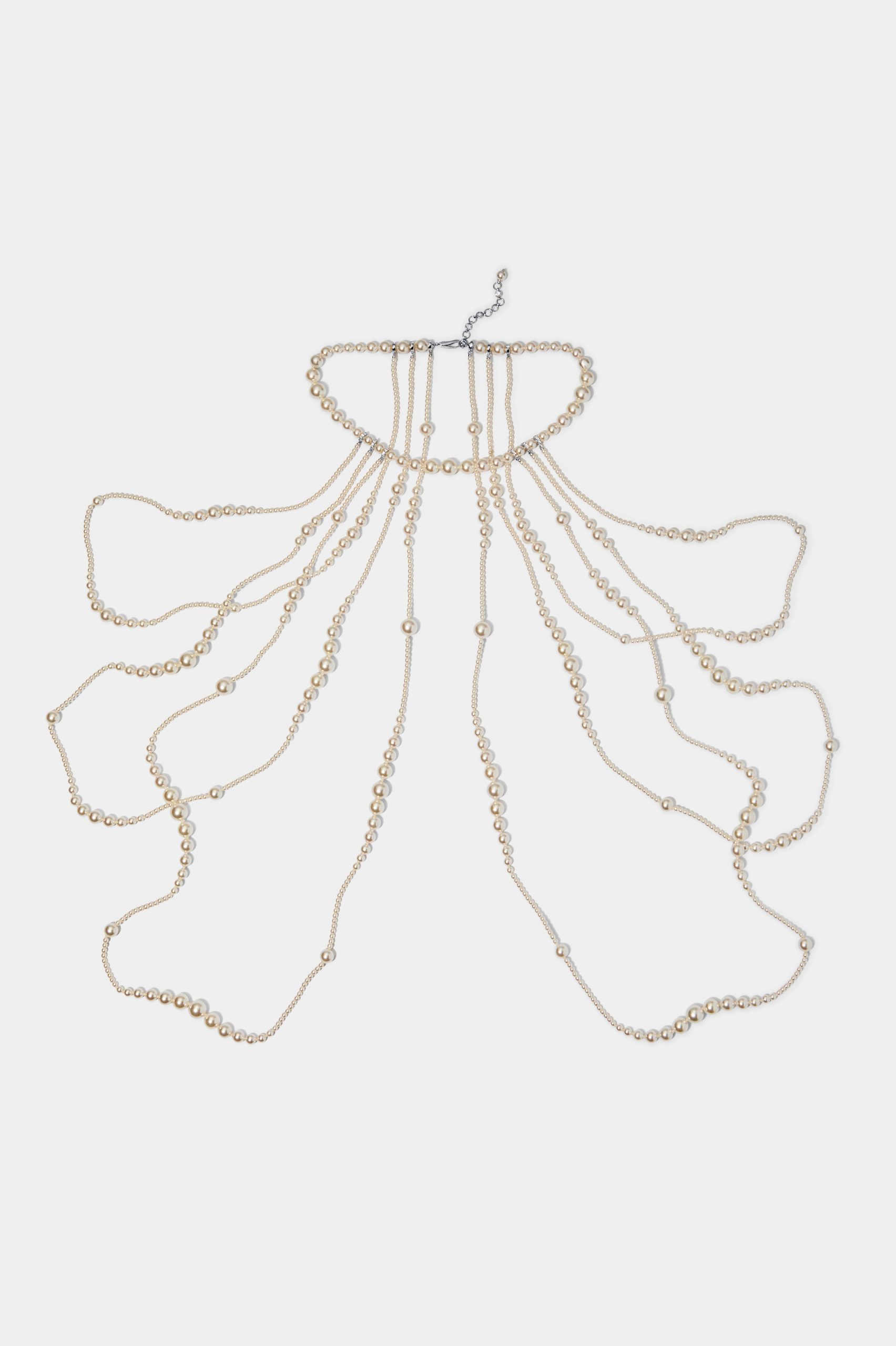 Nadri PEARL CHOKER SHOULDER SWAG NECKLACE