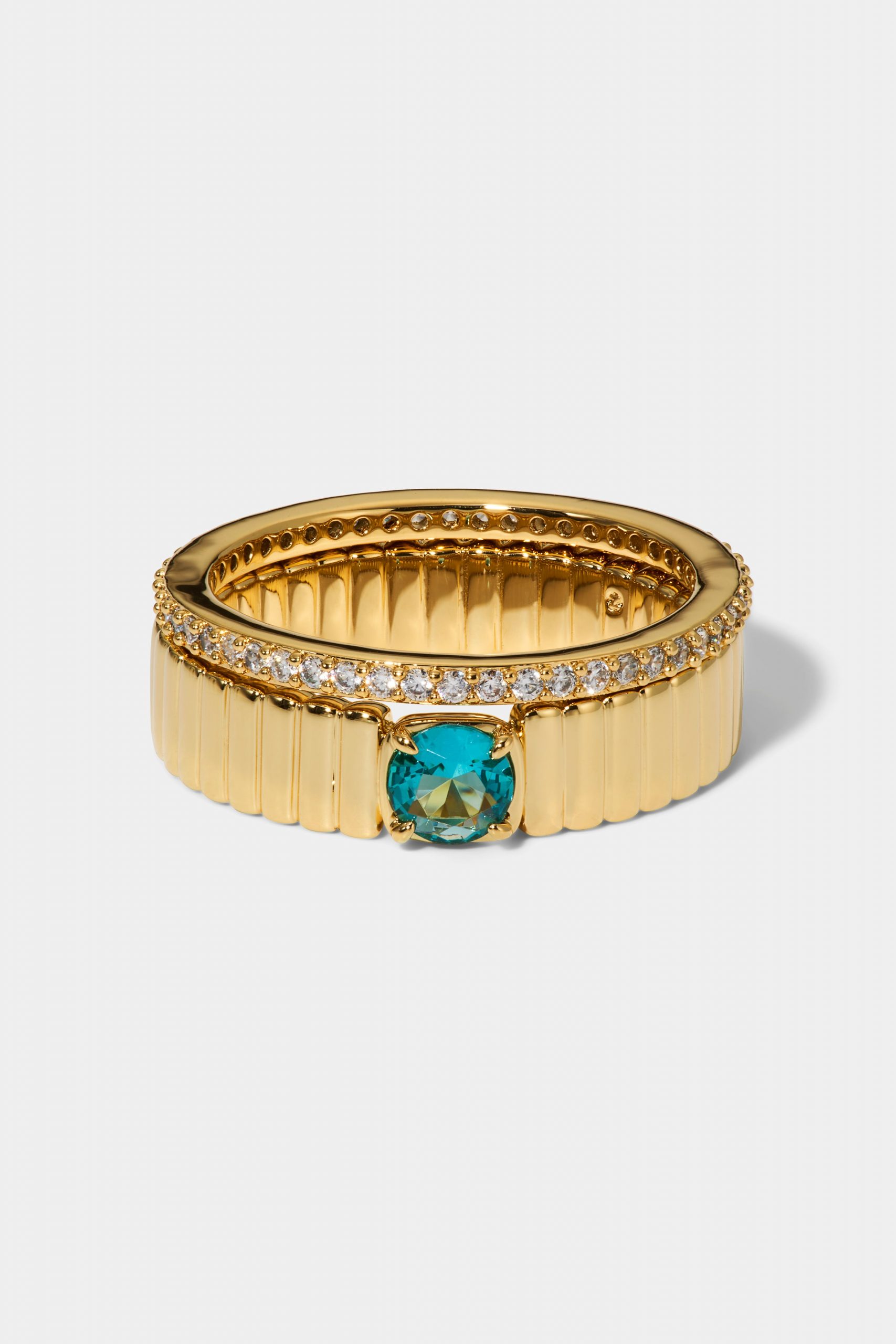 Nadri DELANCEY AQUA SOLITAIRE RING SET