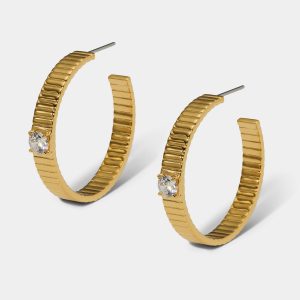 Nadri DELANCEY LARGE C HOOP EARRINGS