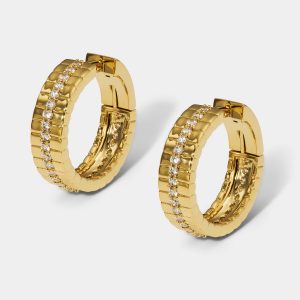 Nadri DELANCEY PAVE STRIPE HOOP EARRINGS