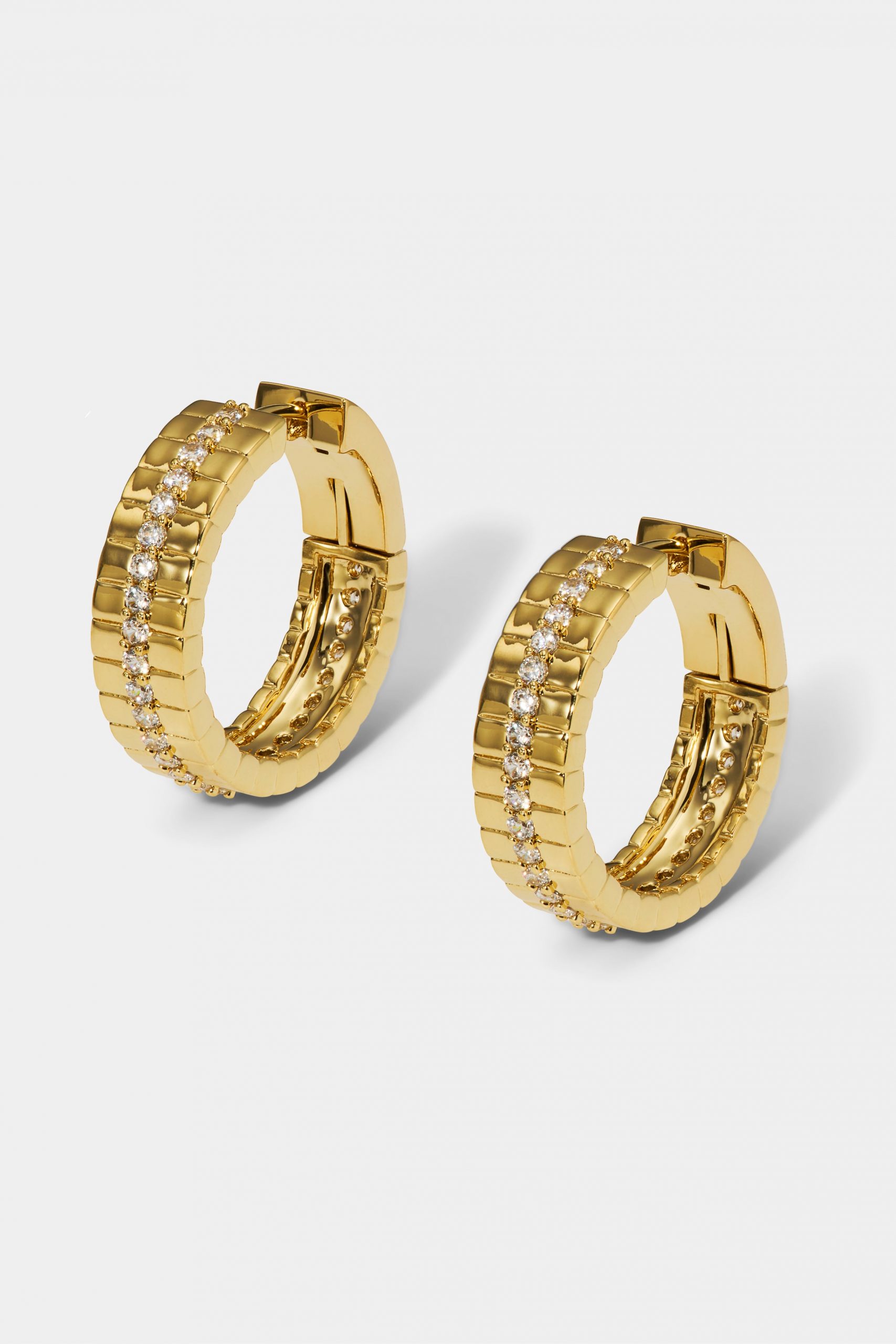 Nadri DELANCEY PAVE STRIPE HOOP EARRINGS