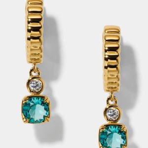 Nadri DELANCEY AQUA SMALL CHARM HOOP EARRINGS