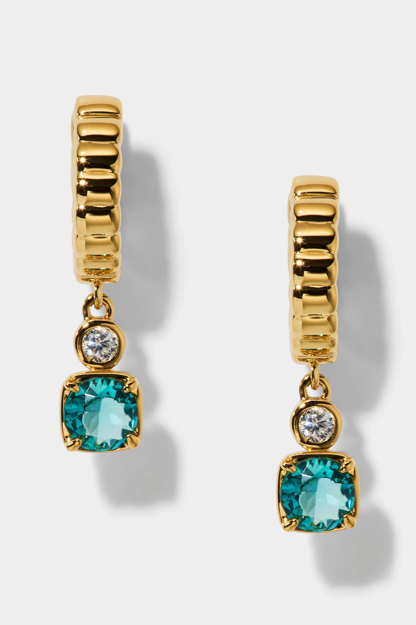 Nadri DELANCEY AQUA SMALL CHARM HOOP EARRINGS