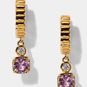 Nadri DELANCEY PINK SMALL CHARM HOOP EARRINGS