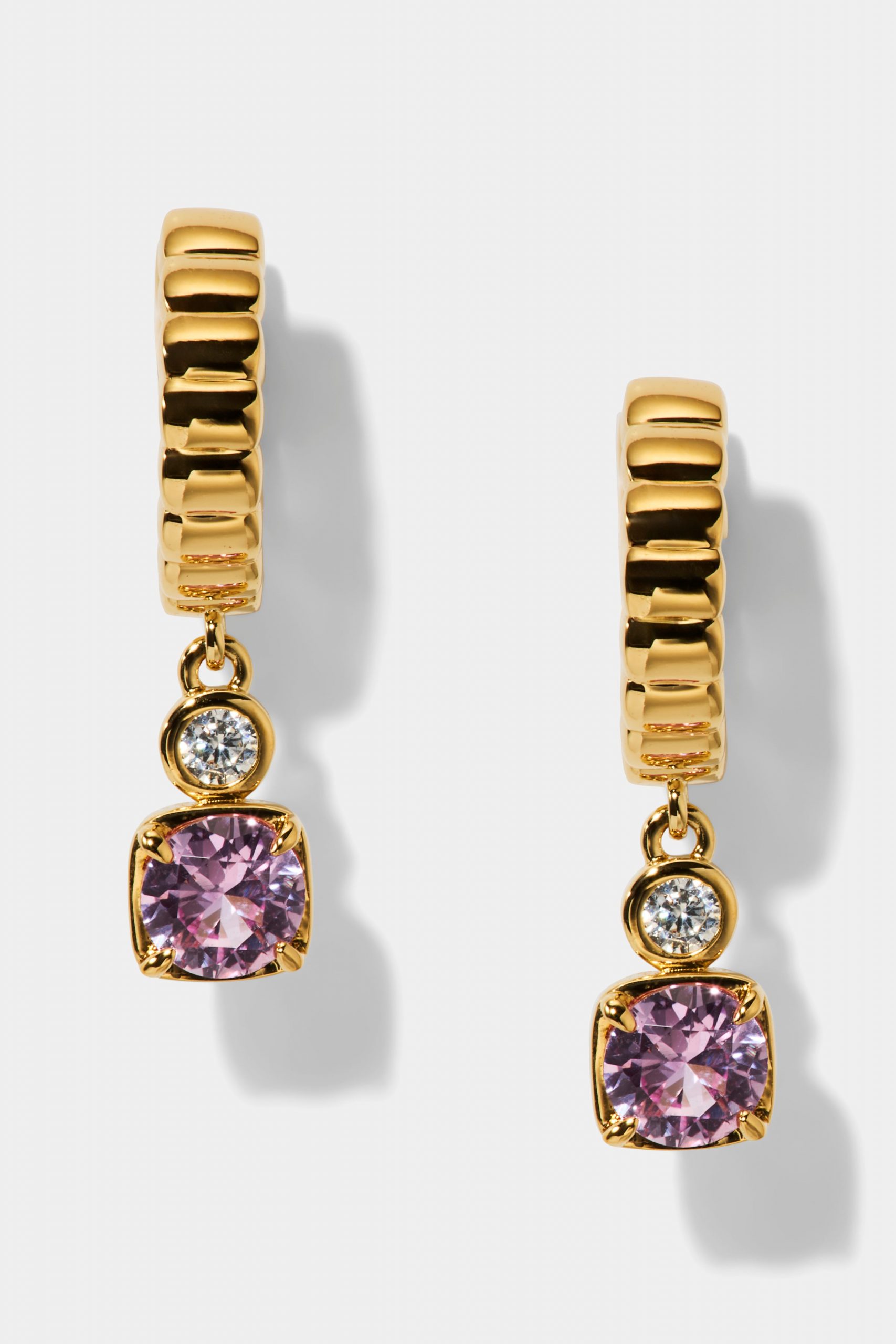 Nadri DELANCEY PINK SMALL CHARM HOOP EARRINGS