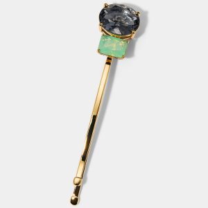 Nadri GREEN OVAL AND EMERALD CZ BOBBY PIN