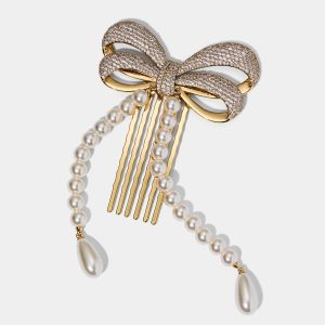 Nadri BOW PEARL STRAND HAIR COMB