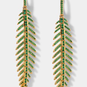 Nadri PALM SPRINGS GREEN FEATHER LEVERBACK EARRINGS