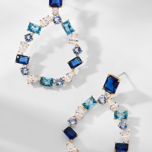 Nadri ROCKSTARS BLUE FRONTAL HOOP EARRINGS