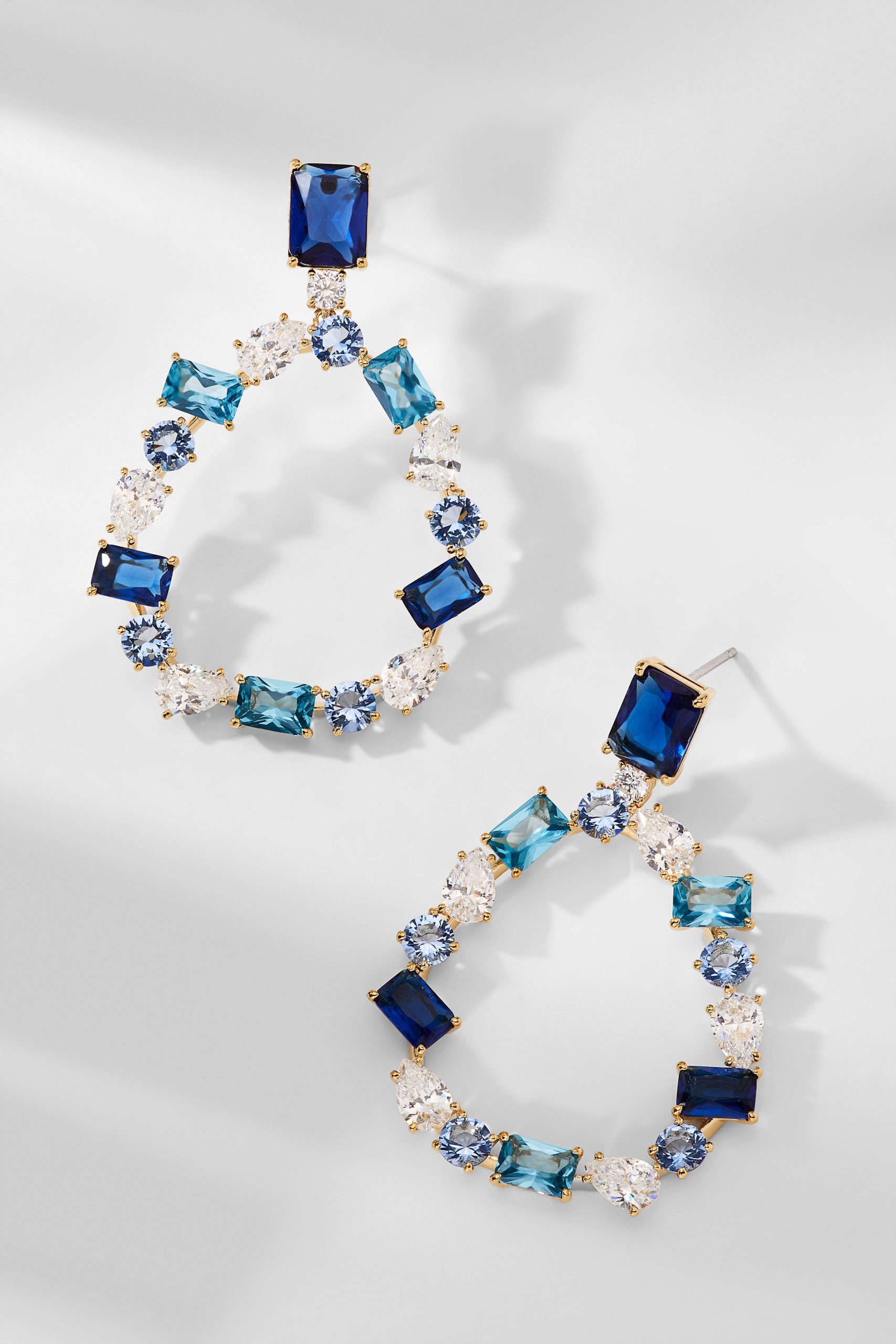 Nadri ROCKSTARS BLUE FRONTAL HOOP EARRINGS
