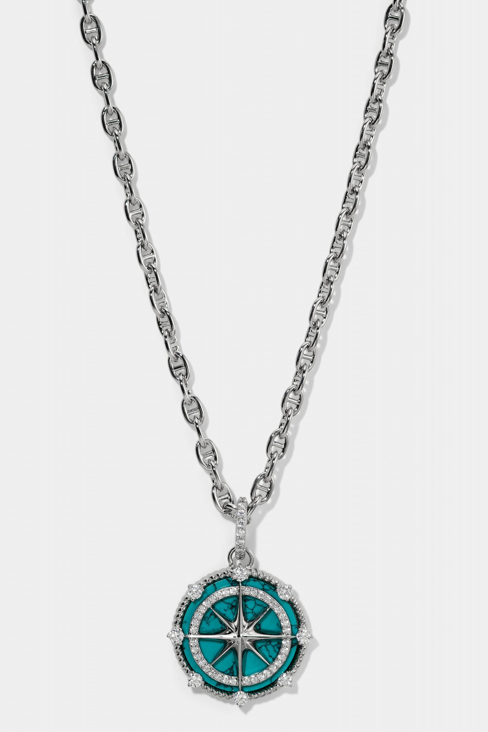 Nadri GLOBE TROTTER TURQUOISE COMPASS PENDANT NECKLACE