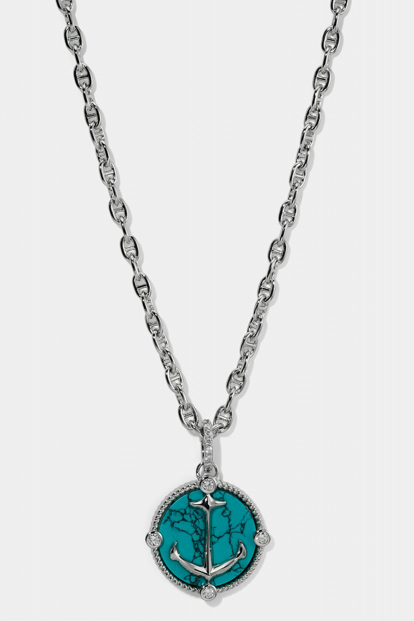Nadri GLOBE TROTTER TURQUOISE ANCHOR PENDANT NECKLACE