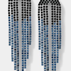 Nadri STARLET BLACK AND BLUE CASCADE CZ EARRINGS