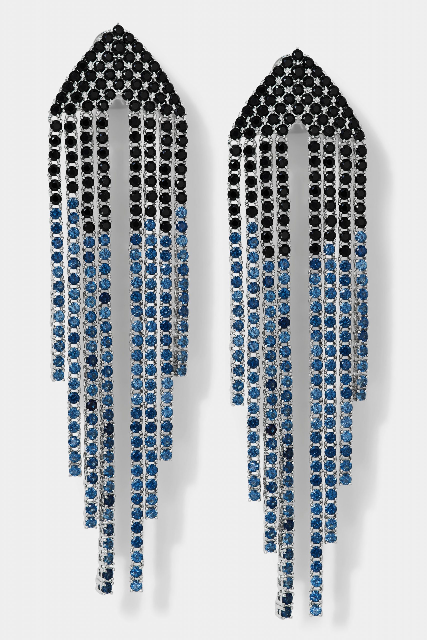 Nadri STARLET BLACK AND BLUE CASCADE CZ EARRINGS