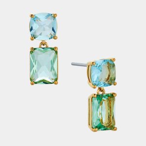 Nadri WATERCOLORS BLUE EMERALD DROP EARRINGS