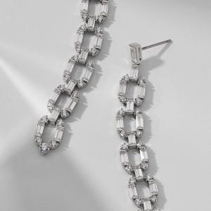 Nadri GWEN LINK CZ LINEAR EARRINGS