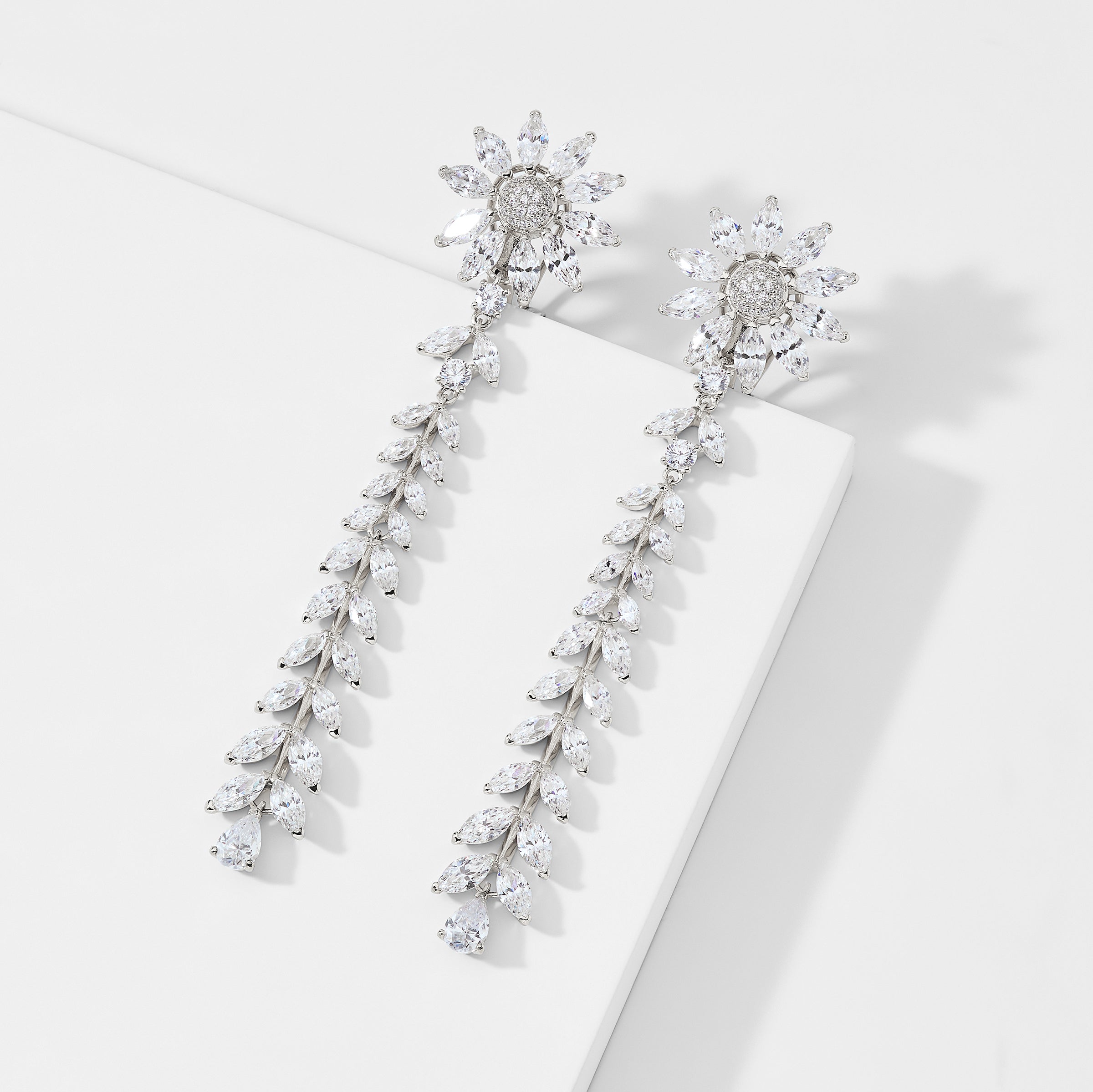 Nadri WILDFLOWER DAISY CZ LINEAR EARRINGS