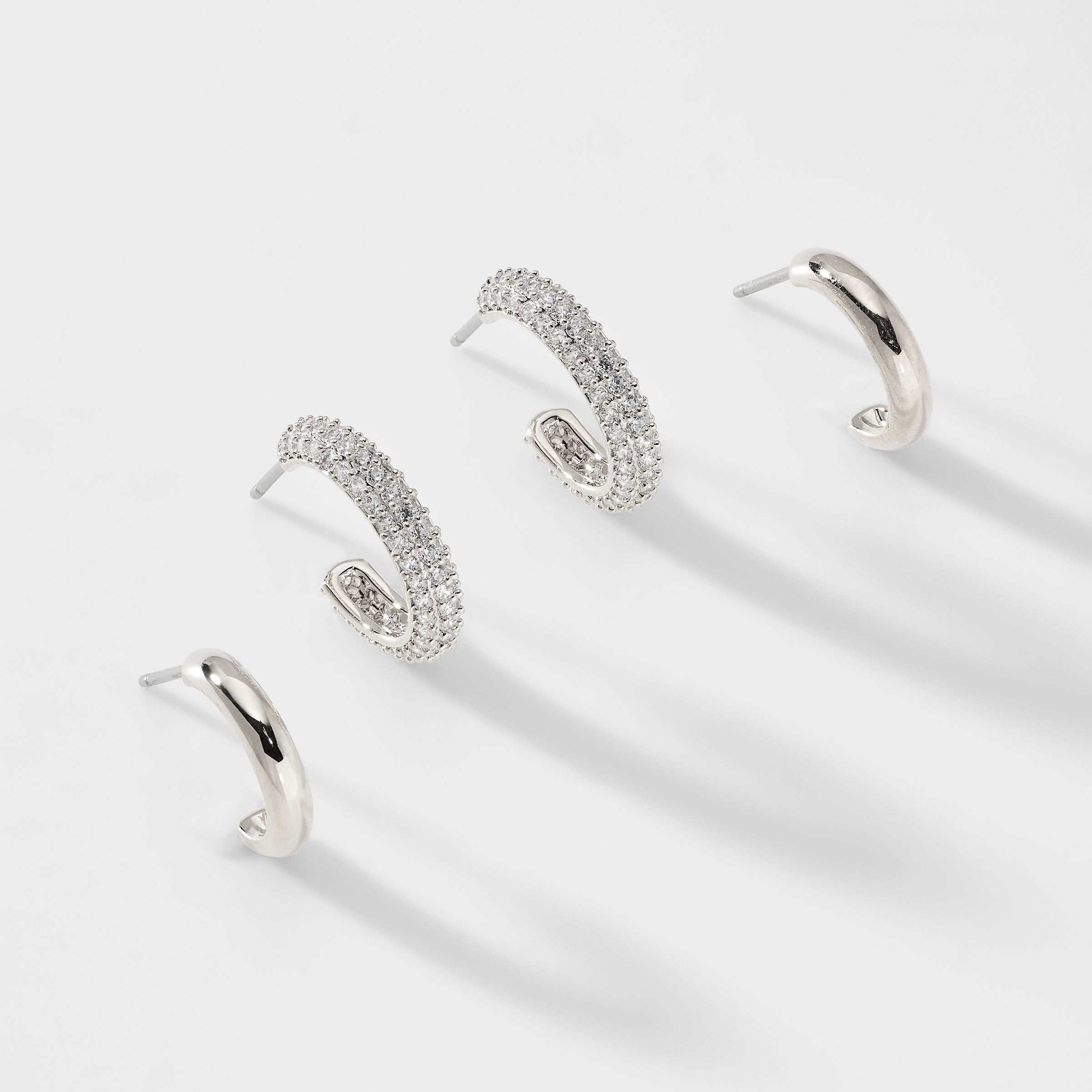 Nadri PAVE THE WAY DUO HOOP EARRINGS SET