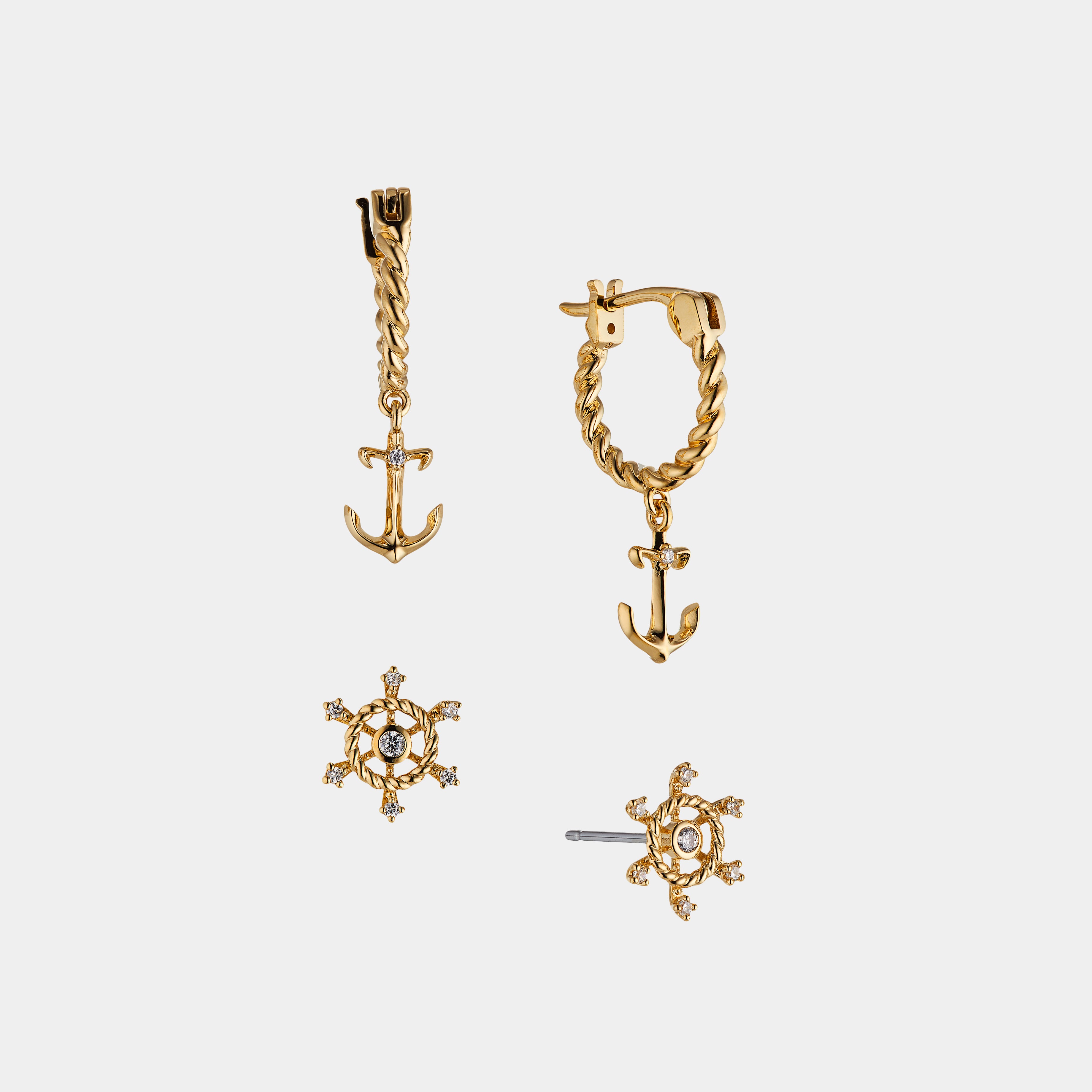 Nadri AJOA VACAY HELM AND ANCHOR SET OF EARRINGS