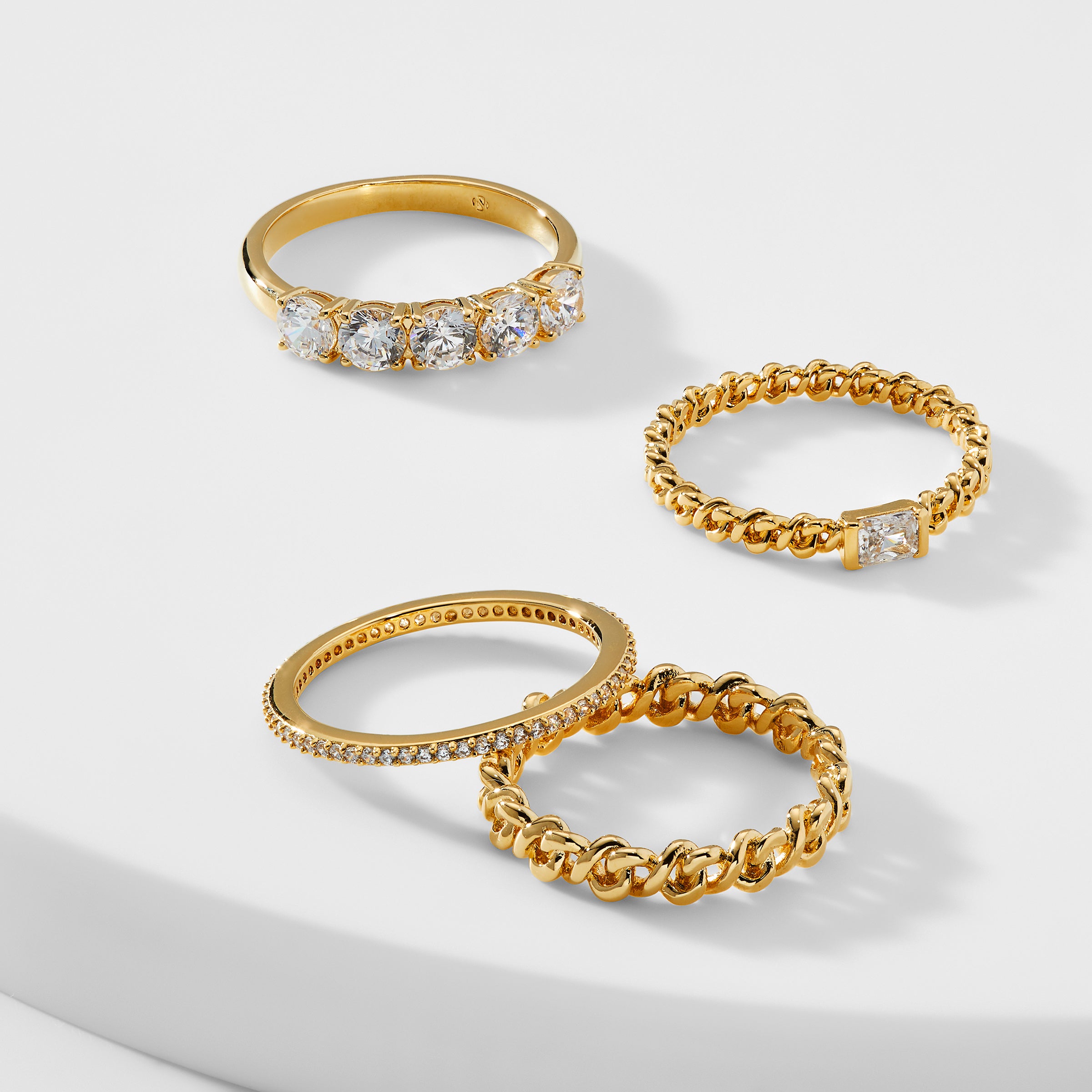 Nadri ZOE CHAIN CZ STACK RING SET