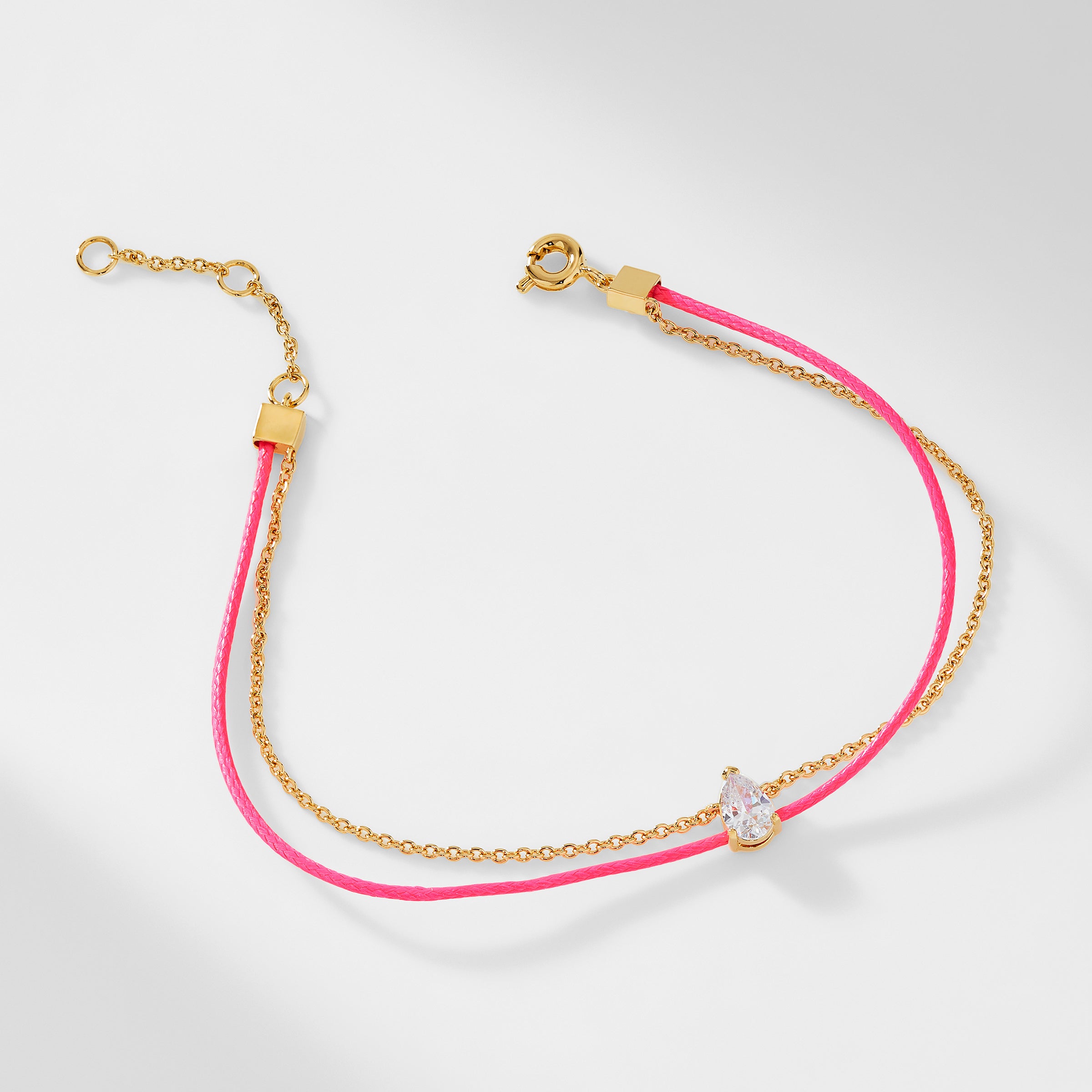 Nadri AJOA CHAIN AND PINK BRAIDED CORD BRACELET
