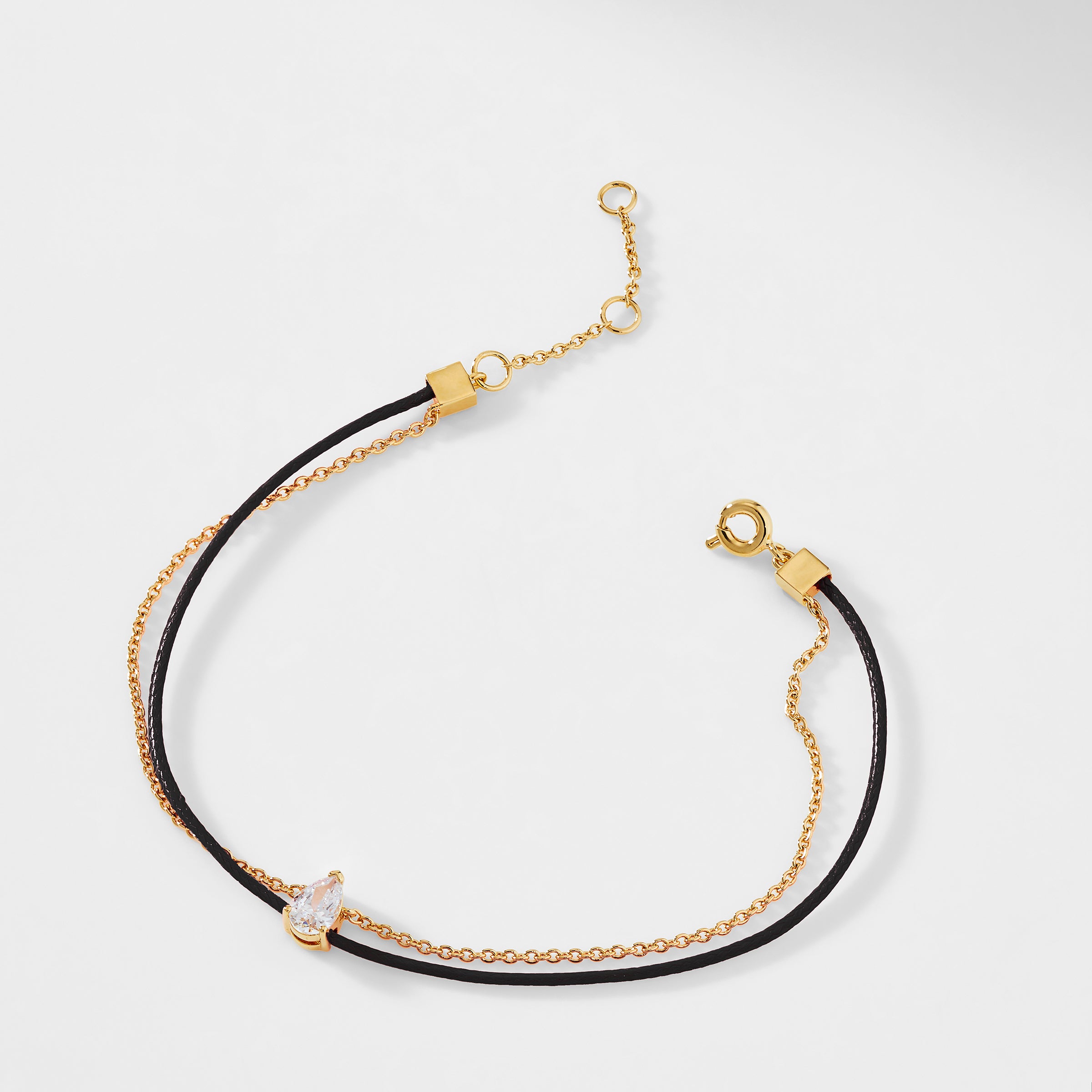 Nadri AJOA CHAIN AND BLACK BRAIDED CORD BRACELET