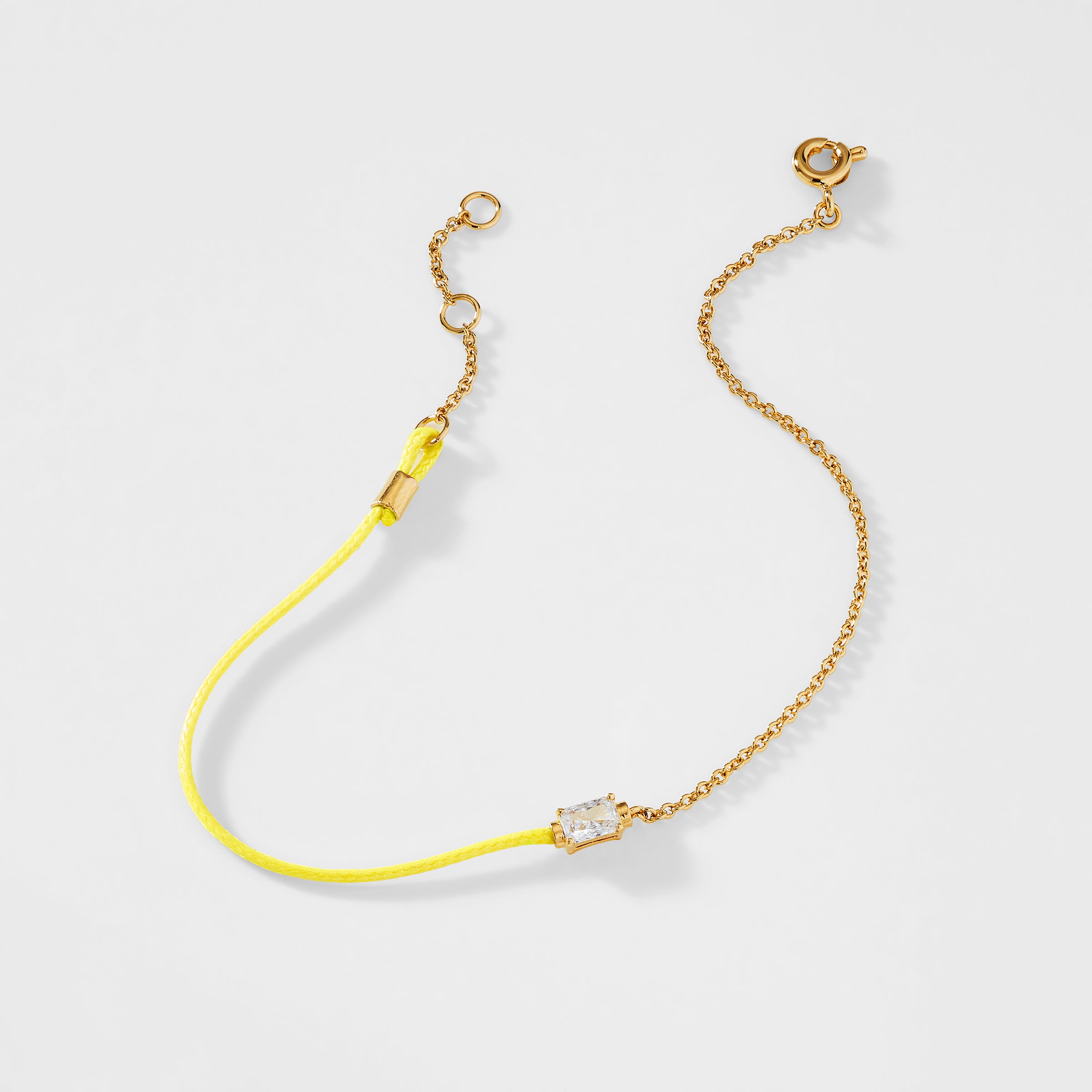 Nadri AJOA HALF AND HALF CHAIN AND YELLOW BRAIDED CORD BRACELET