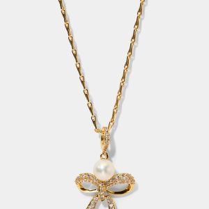 Nadri EROS BOW AND PEARL PENDANT NECKLACE