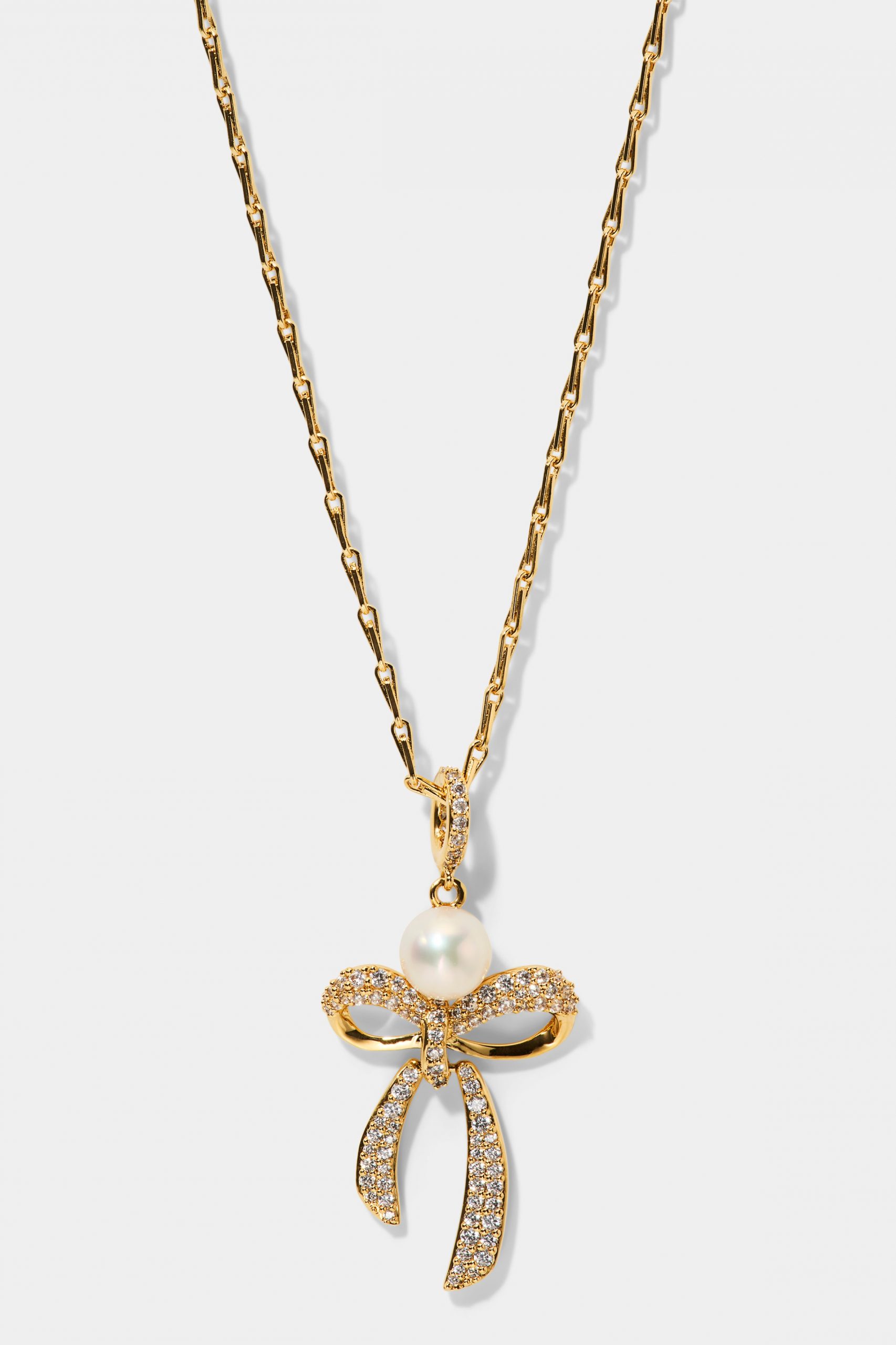 Nadri EROS BOW AND PEARL PENDANT NECKLACE