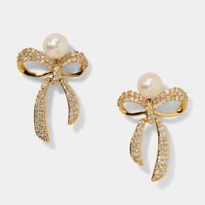 Nadri EROS SMALL BOW AND PEARL EARRINGS
