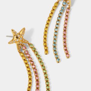 Nadri AJOA OCEAN BUBBLE MULTI-COLOR CZ STARFISH EARRINGS