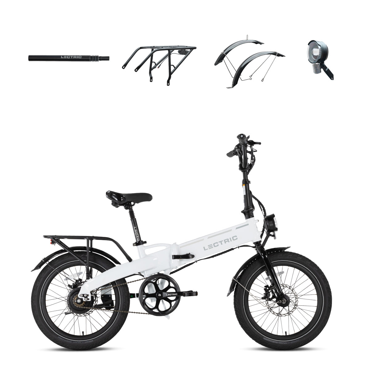 Lectric XP Lite2 Arctic White Long-Range + FREE Rear Rack, Fenders, Elite Headlight, Suspension Se