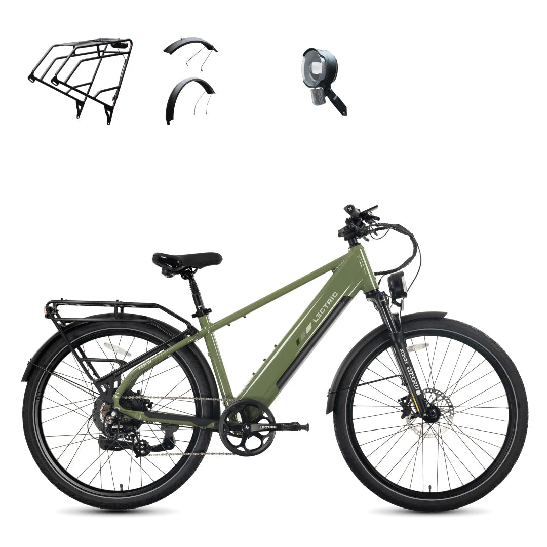 Lectric XPress2 Pine Green Commuter + FREE Rear Rack, Fenders, Elite Headlight ($247 Value)