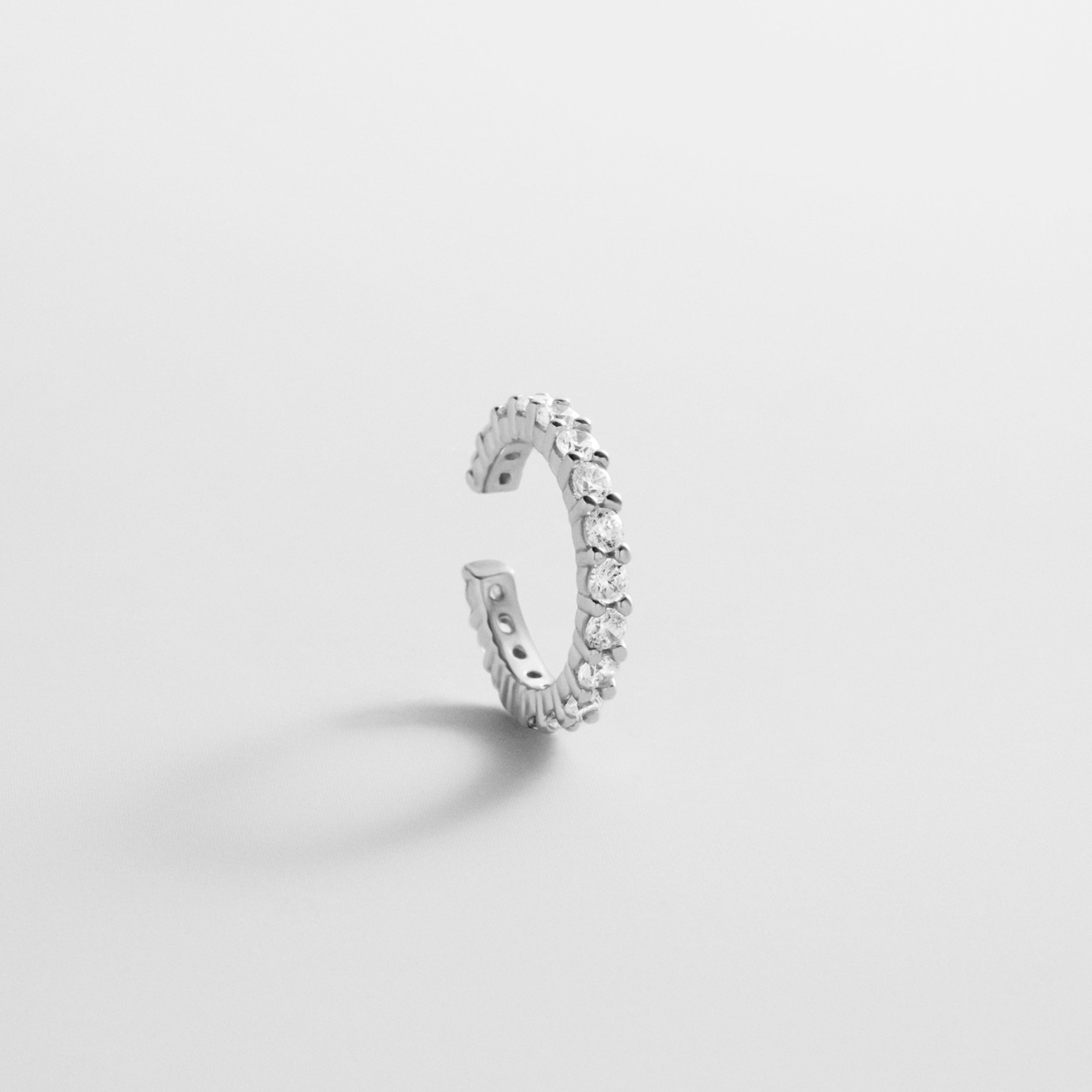 BaubleBar Leidy Sterling Silver Ear Cuff - Silver/Pavé