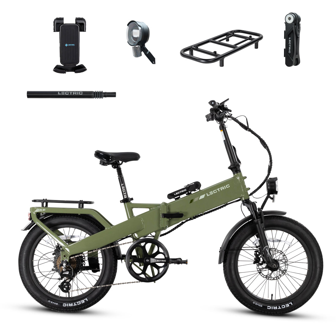 Lectric XP4 750 Pine Green + FREE LevelUp Rack, Bike Lock, Phone Mount, Elite Headlight, Suspensio