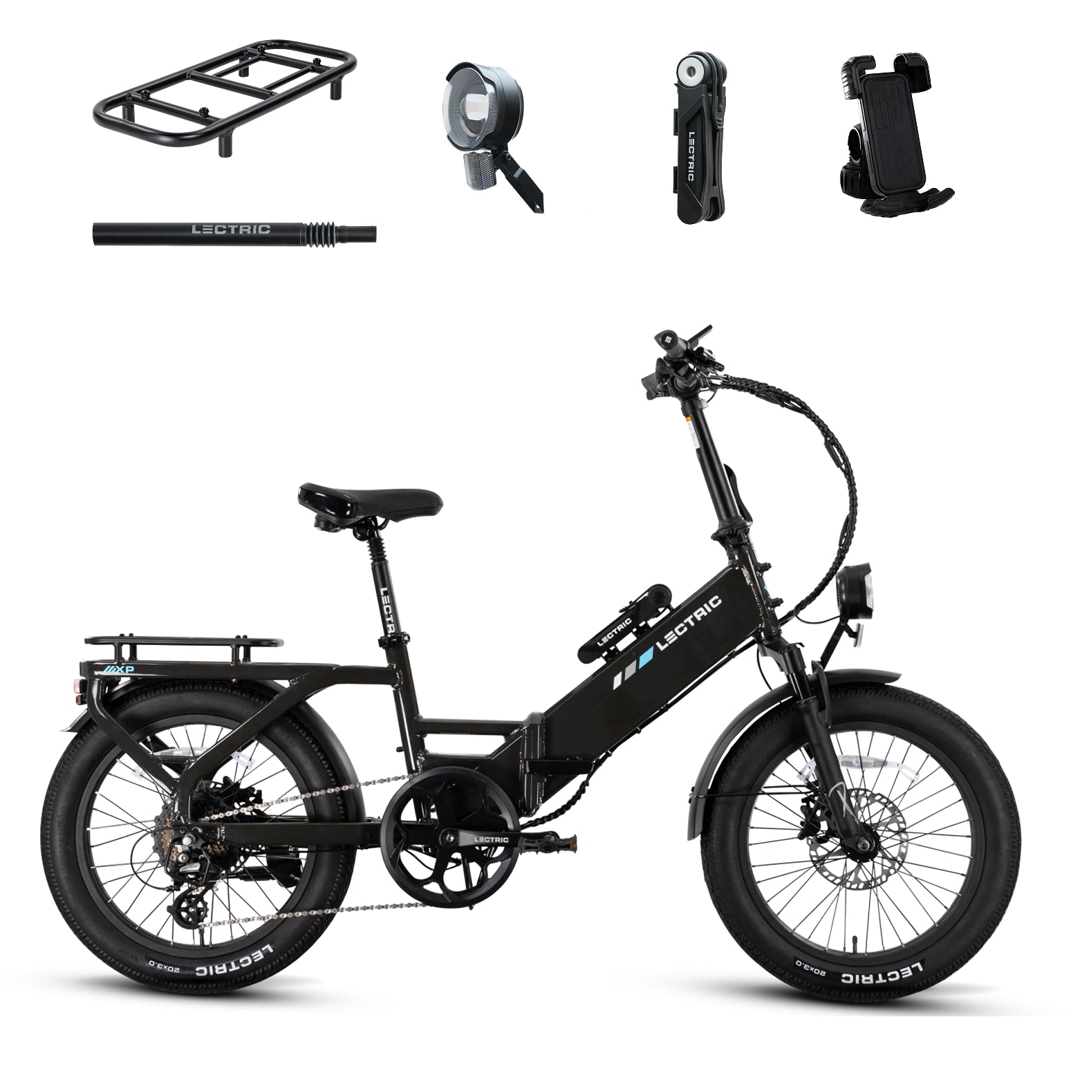 Lectric XP4 750 Step-Thru Tempest Grey + FREE LevelUp Rack, Bike Lock, Phone Mount, Elite Headligh