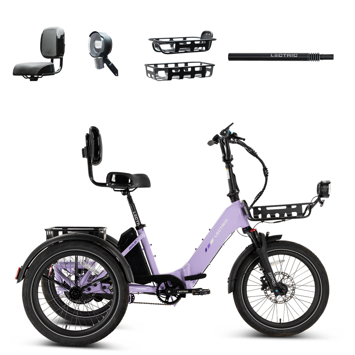 Lectric XP Trike2 750 Lavender Haze + FREE Support Seat, Elite Headlight, Suspension Seat Post, Ca