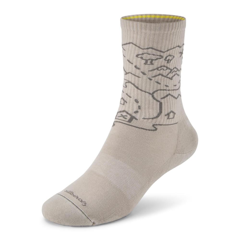 Allbirds Anytime Crew Sock - Rugged Beige (Hazy Pine) - NZ Map
