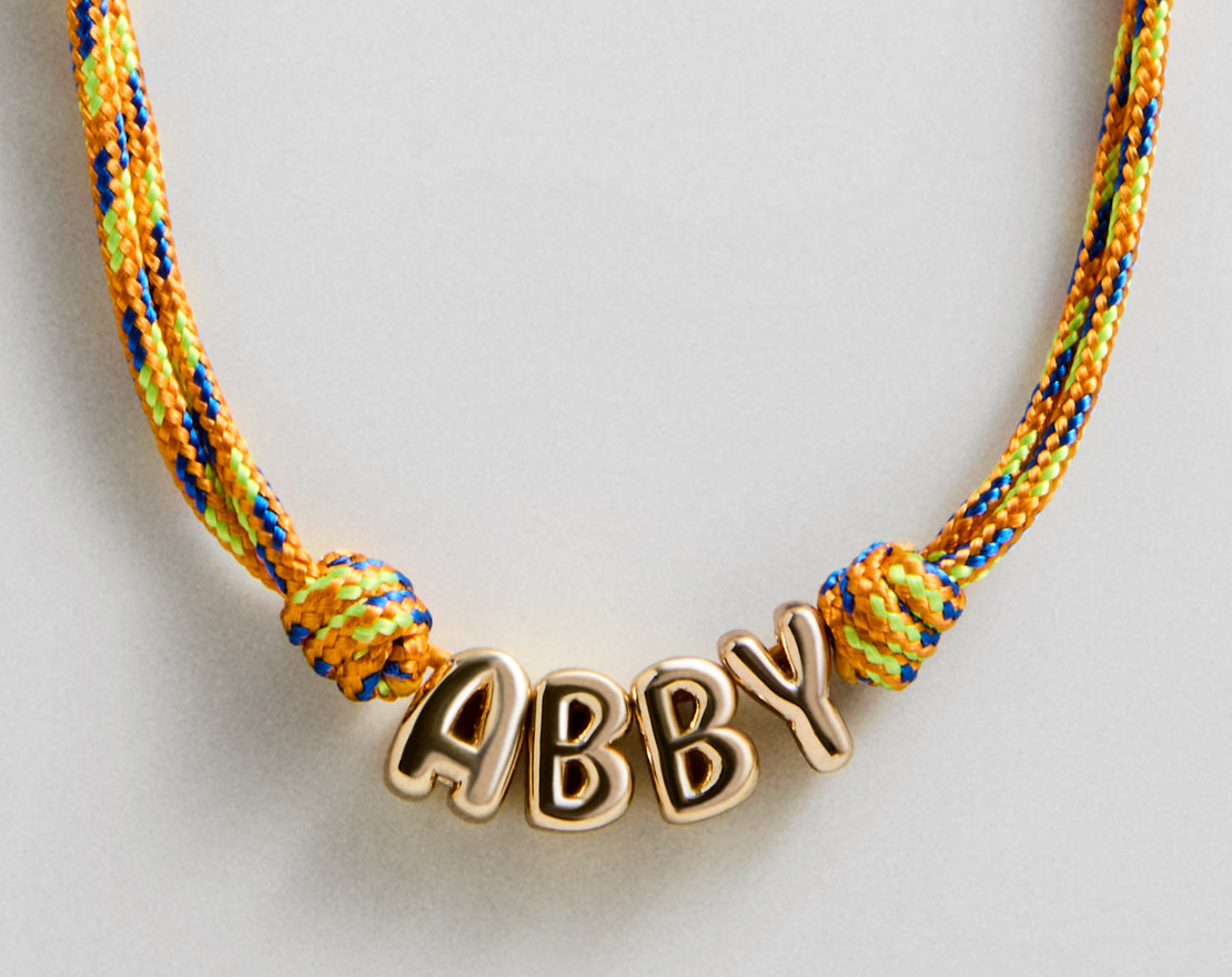 BaubleBar Bubble Letter Custom Paracord Necklace - Yellow/Orange