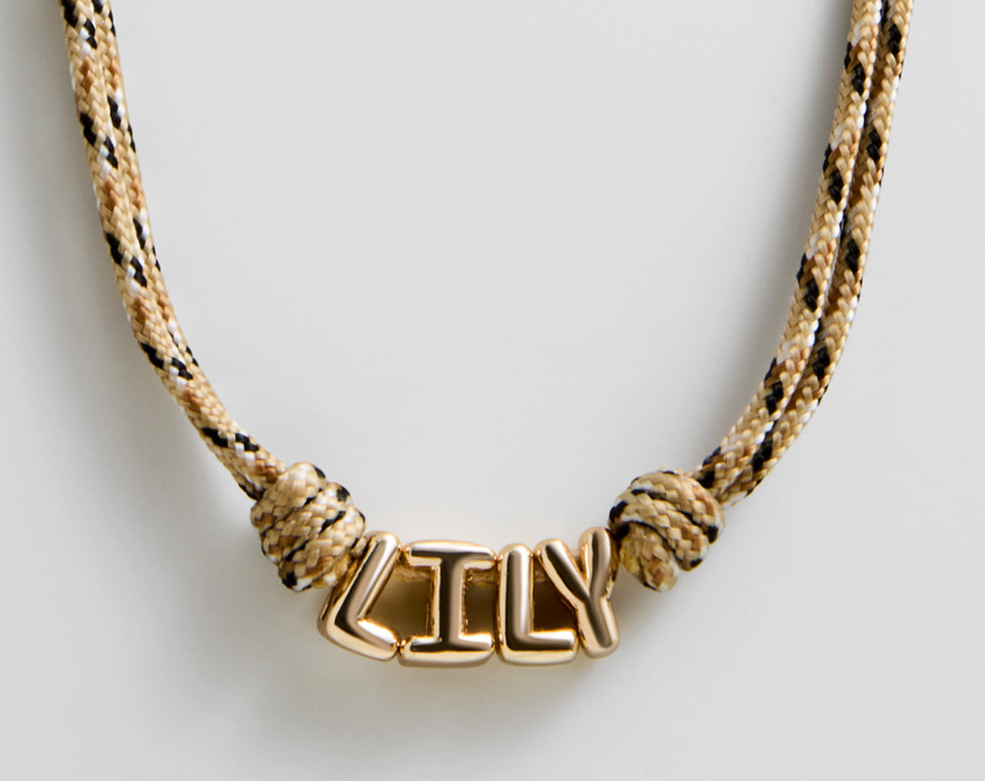 BaubleBar Bubble Letter Custom Paracord Necklace - Taupe/Brown