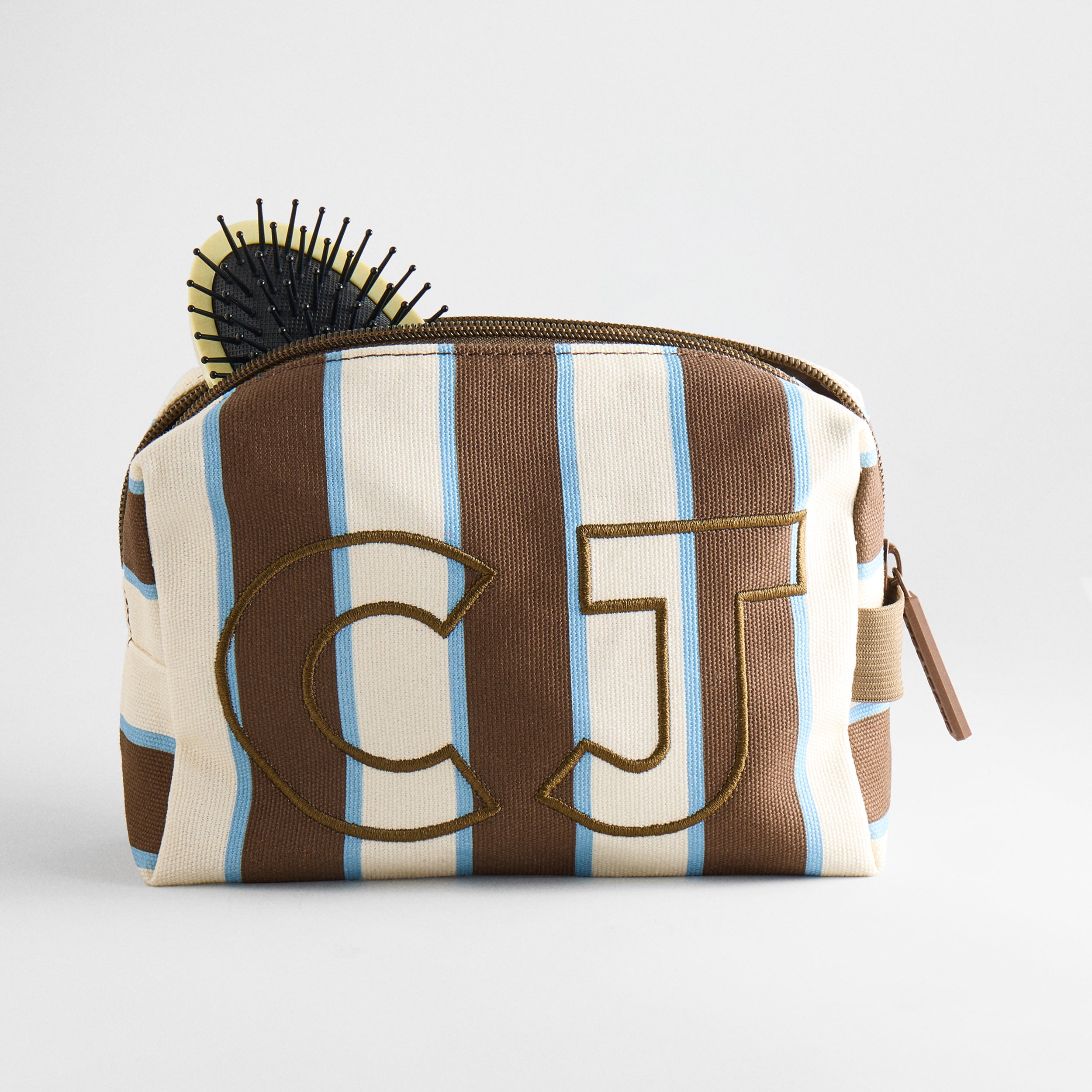 BaubleBar Striped Take It Away Custom Storage Pouch - Hazelnut