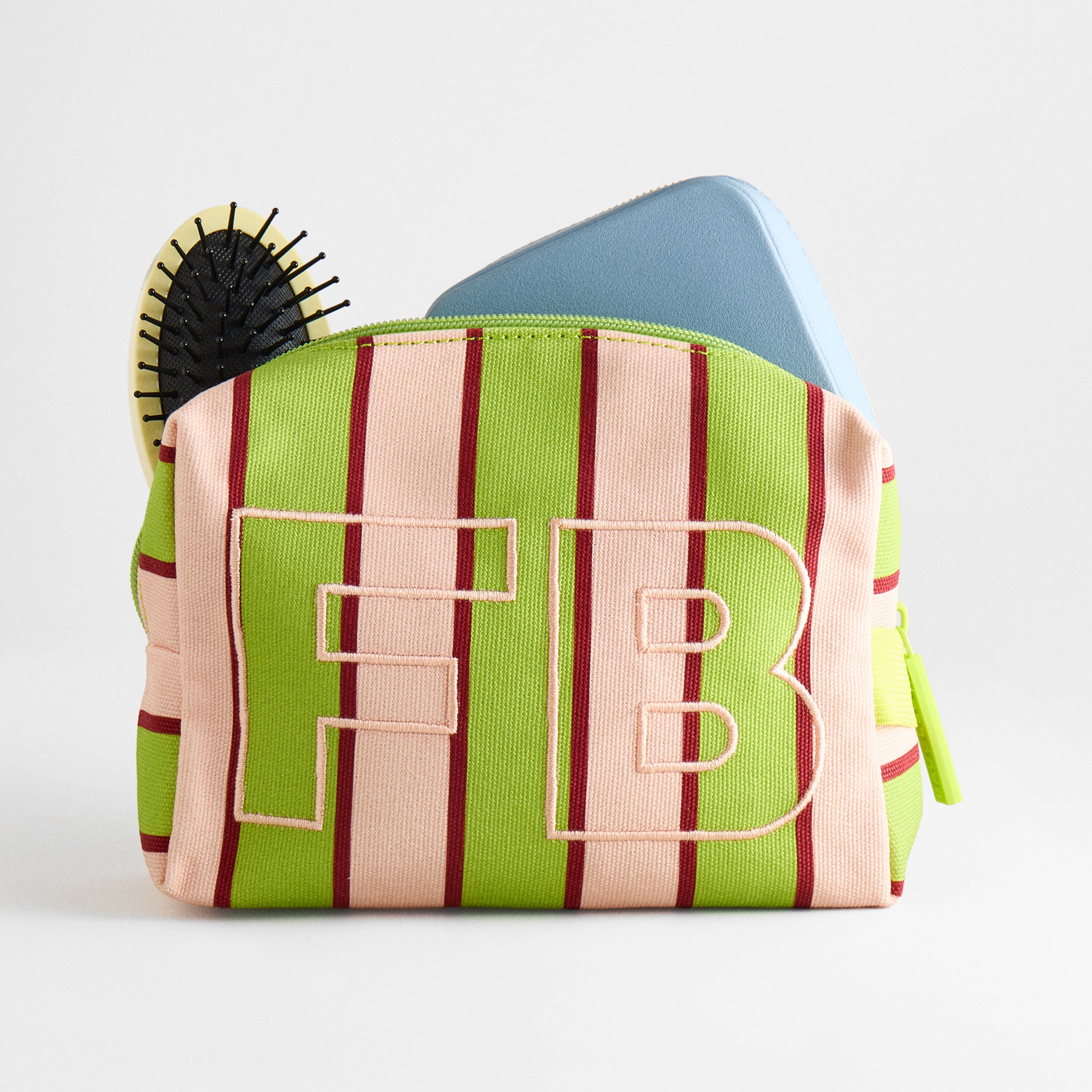 BaubleBar Striped Take It Away Custom Storage Pouch - Pistachio
