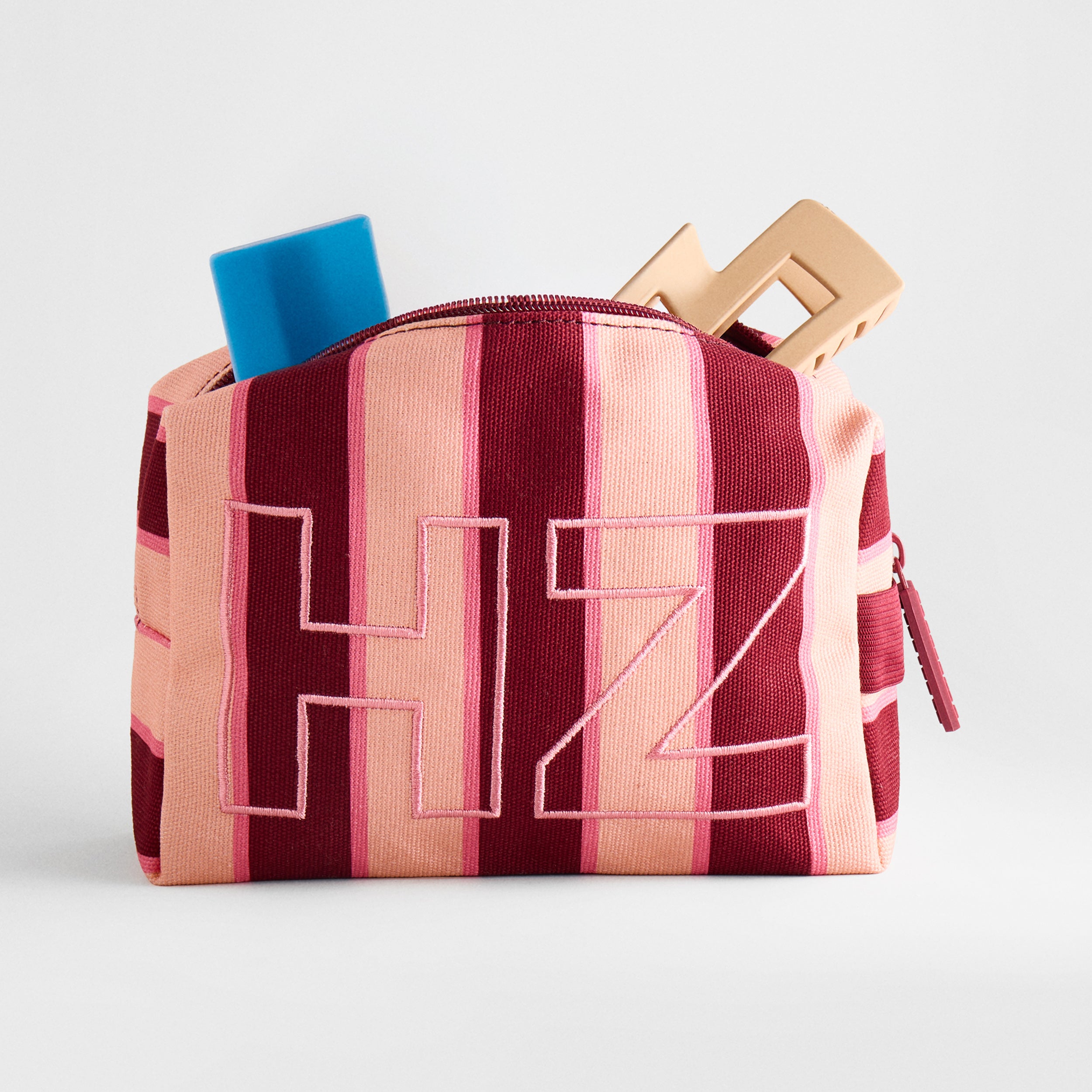 BaubleBar Striped Take It Away Custom Storage Pouch - Currant